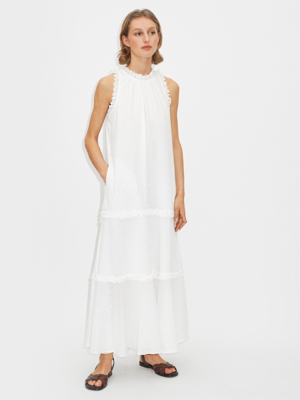 ME+EM Scallop Embroidery Maxi Dress